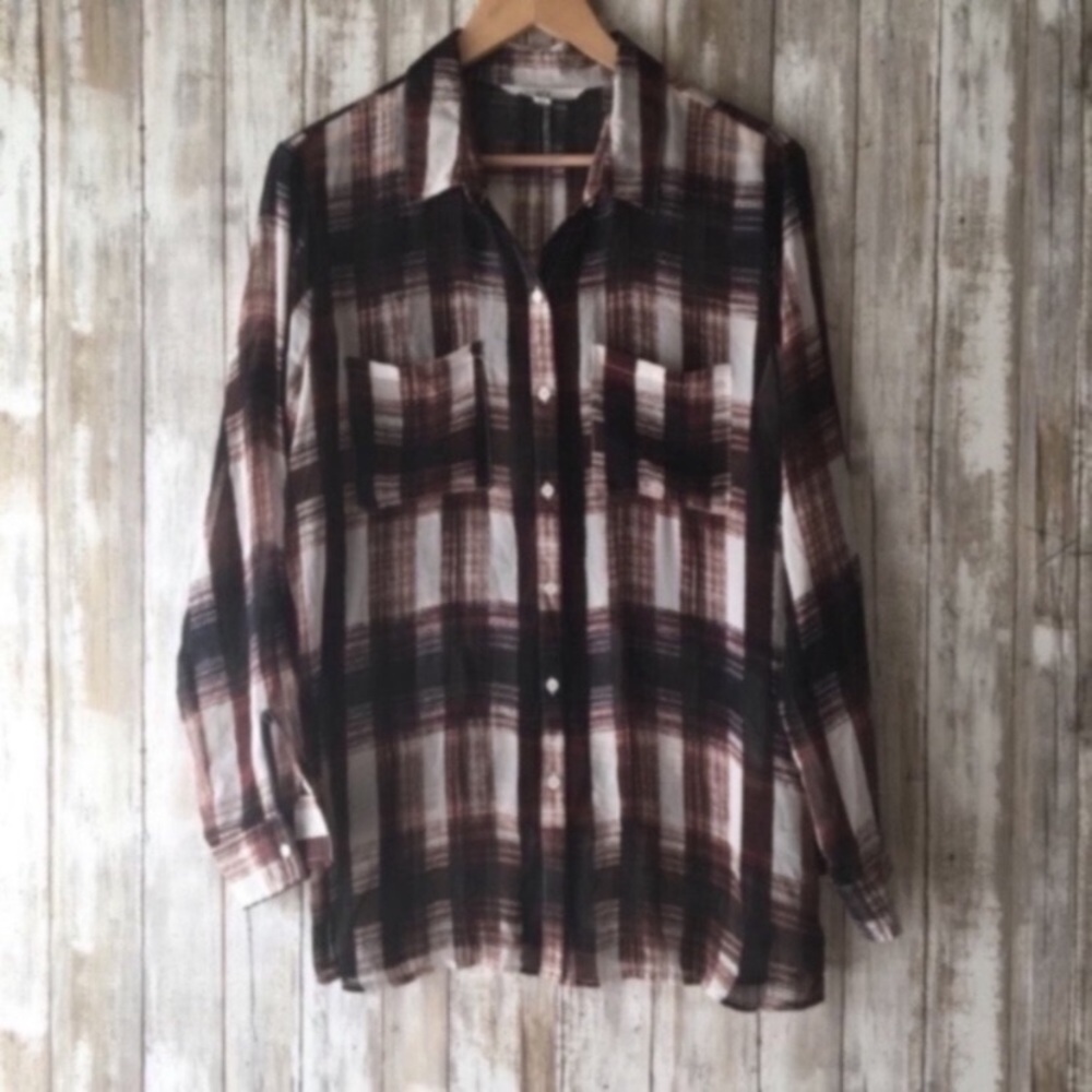 Jack By BB Dakota Sheer Button Down Blouse